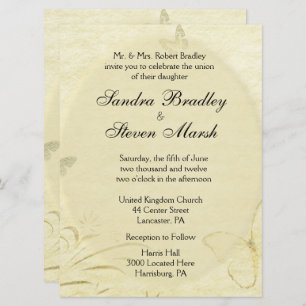 Vintage Butterfly Wedding Invitation
