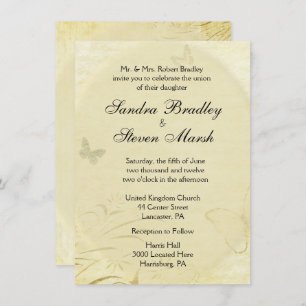 Vintage Butterfly Wedding Invitation