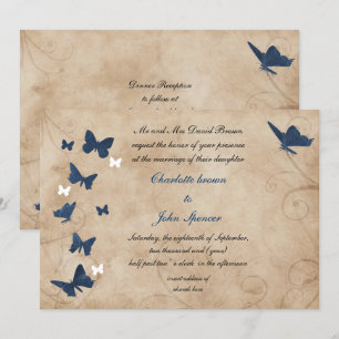 vintage butterfly wedding Invitations