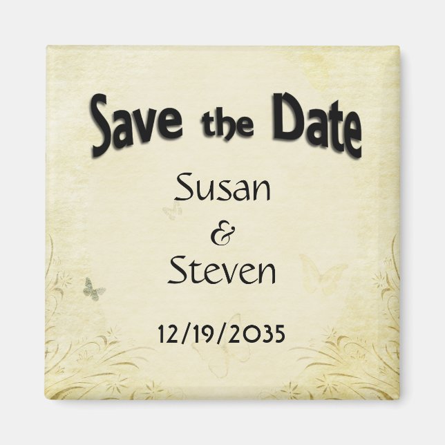 Vintage Butterfly Wedding RSVP Magnet (Front)