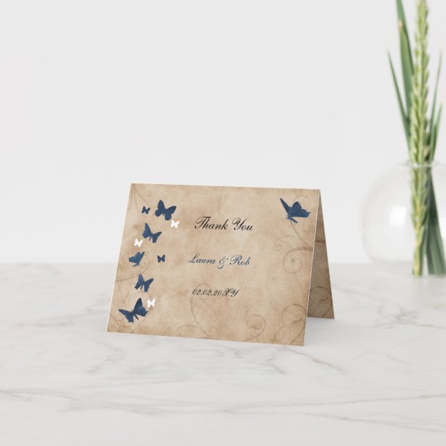 vintage butterfly wedding Thank You (Front)