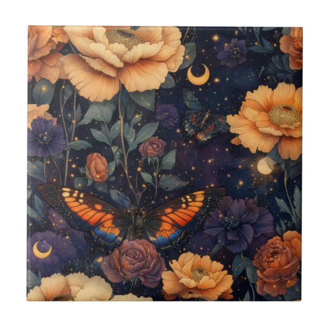 Vintage Butterfly Wildflower (2) Tile (Front)