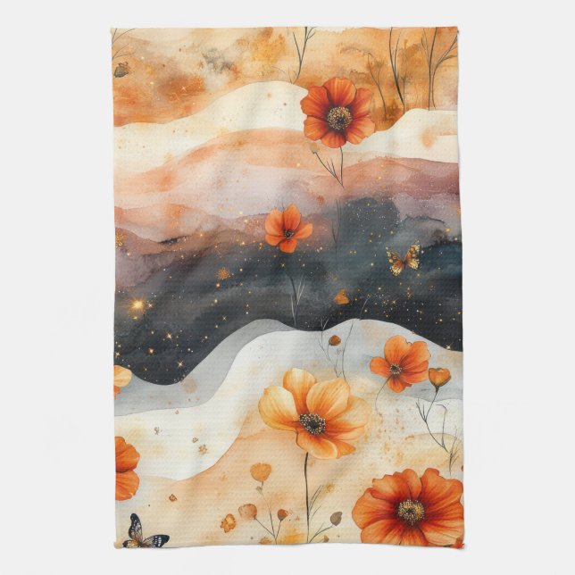 Vintage Butterfly Wildflower (4) Kitchen Towel (Vertical)