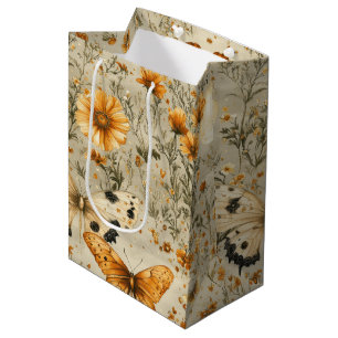 Vintage Butterfly Wildflower (4) Medium Gift Bag