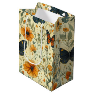 Vintage Butterfly Wildflower (6) Medium Gift Bag