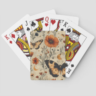 Vintage Butterfly Wildflower (7) Playing Cards
