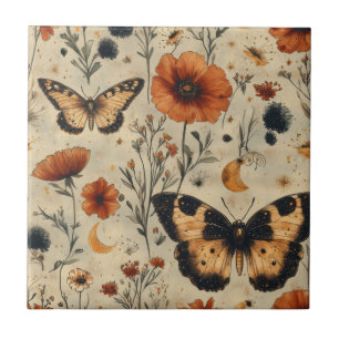 Vintage Butterfly Wildflower (7) Tile