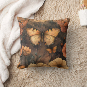 Vintage Butterfly Wildflower (8) Throw Pillow