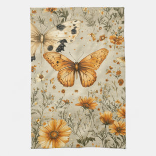 Vintage Butterfly Wildflower (9) Kitchen Towel