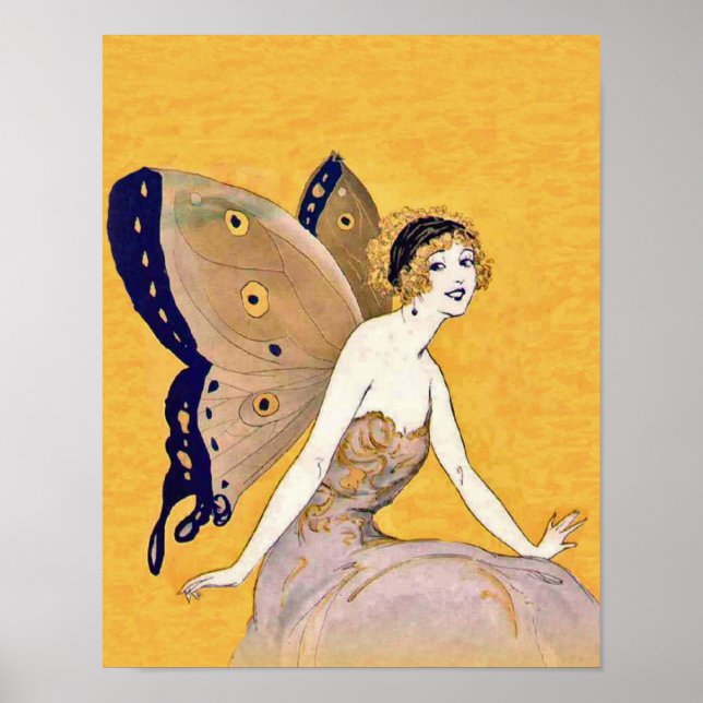 Vintage Butterfly Wings Fairy Fae Blonde Hair Poster (Front)