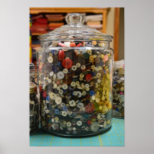 Vintage Buttons in a Jar Poster