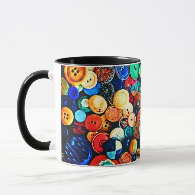 Vintage Buttons Mug (Left)