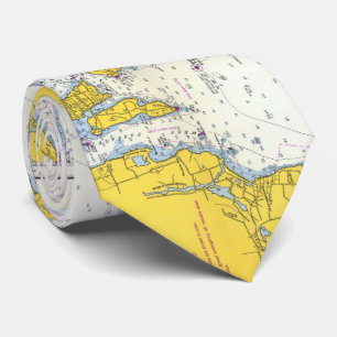 Vintage Buzzards Bay, Vineyard Sound Map Tie