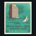 Vintage Cabana Club Miami Travel Poster<br><div class="desc">Colourful retro beach Cabana Club collection created using a matchbox.</div>