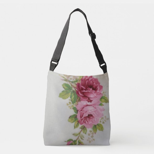 Vintage Cabbage Rose Elegance Cross - Body Bag  (Front)
