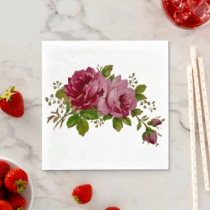 Vintage Cabbage Rose Elegance Paper Napkin 
