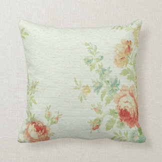 Vintage Cabbage Rose Throw Pillow-Pale Pink/Peach Pillow
