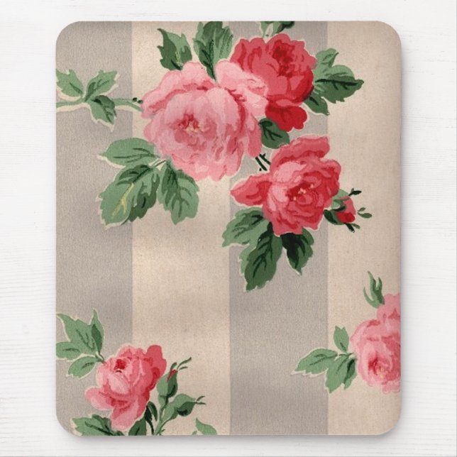 Vintage Cabbage Rose Wallpaper -  Mousepad (Front)