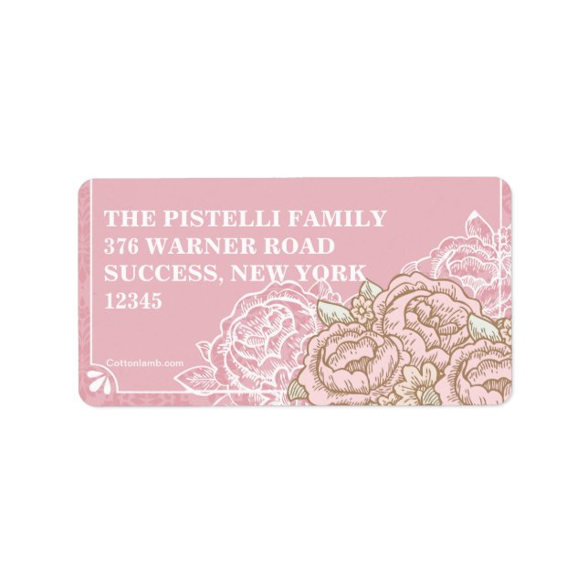 Vintage Cabbage Roses Address Labels (Front)