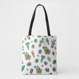 Vintage Cacti: Seamless Pattern Design. Tote Bag