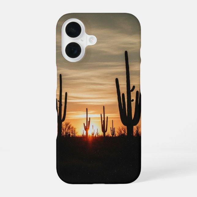 Vintage Cactus at Sunset iPhone 16 Case (Back)