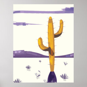 Vintage Cactus in the desert Poster