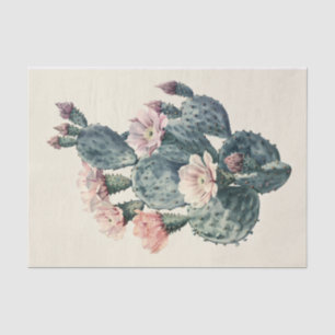 Vintage Cactus Watercolor Pink Blossoms Decoupage Tissue Paper