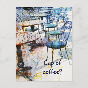 vintage cafe art postcard