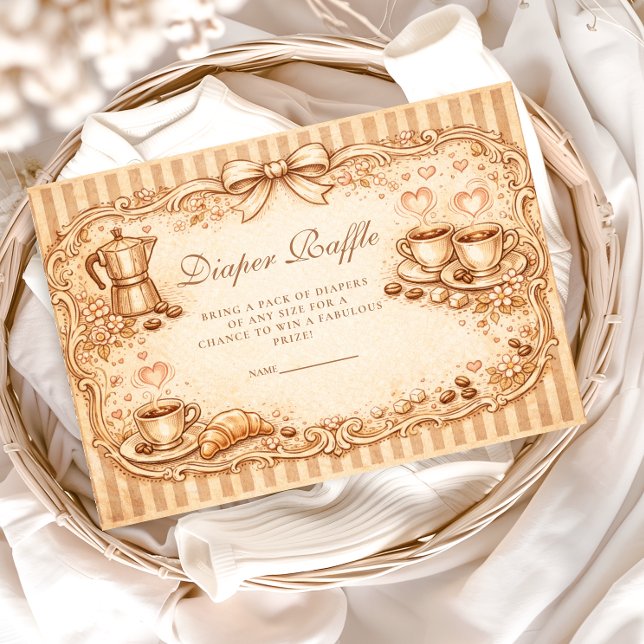 Vintage Café Baby Shower Diapper Raffle Enclosure Card (Creator Uploaded)