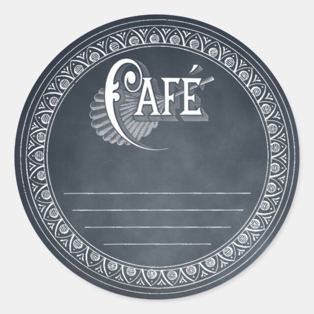 Vintage Cafe Blackboard Lined Recipe Sticker (Front)