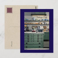 Vintage Cafe Coffee Shop Blue Green Personal