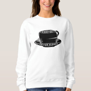 Vintage cafe coffee sign black and white sweatshirt