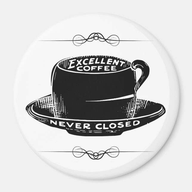 Vintage cafe coffee sign magnet (Front)