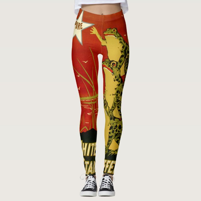 Vintage café grenouille publicité leggings (Devant)