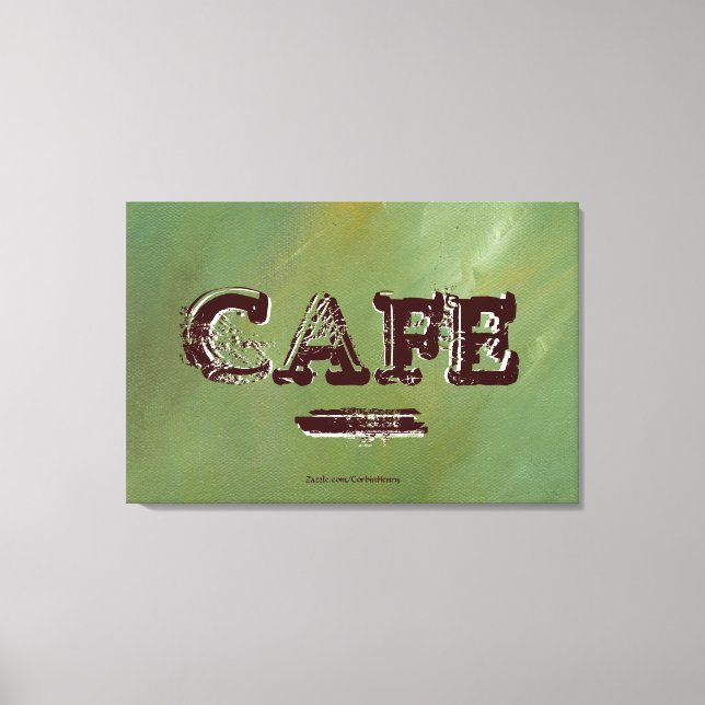 Vintage Cafe Kitchen Canvas Print - Brushed Green (Front)