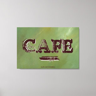 Vintage Cafe Kitchen Canvas Print - Brushed Green