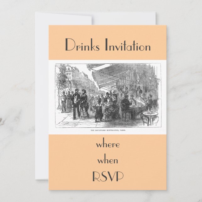 Vintage Cafe Montmartre Paris Party Invitation (Front)