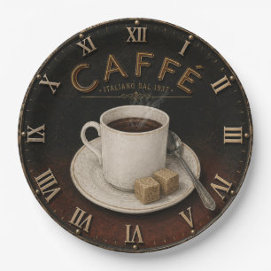 Vintage Café Rustic Italian Coffee Decor Paper Plate