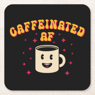 Vintage Caffeinated AF Square Paper Coaster