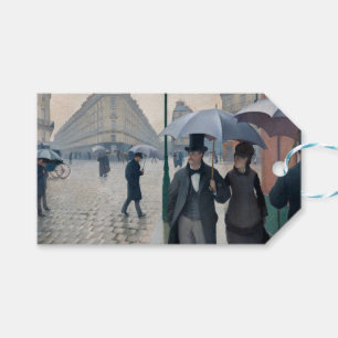 Vintage Caillebotte Paris Street Rainy Day Art Gift Tags