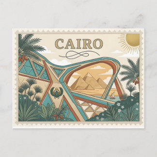 Vintage Cairo Egypt Travel Poster Art Postcard