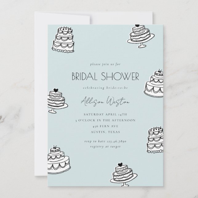 Vintage Cake Bridal Shower Invitation (Devant)