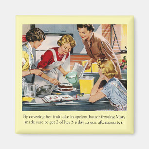 Vintage Cake Decorating Scene Magnet