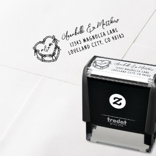 Vintage Cake Hand Drawn Wedding Return Address Self-inking Stamp