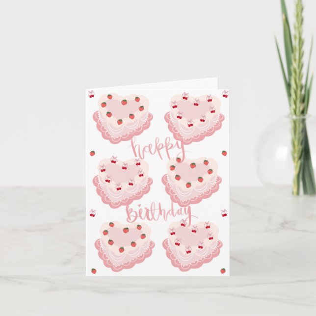 Vintage Cake Happy Birthday Card (Front)
