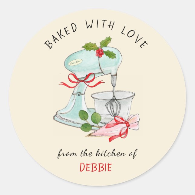 Vintage Cake mixer Bakers Holiday  Classic Round Sticker (Front)