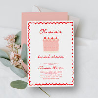 Vintage Cake Pink and Red Scribble Bridal Shower