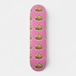 Vintage Cakes Sweets Birthday Pink Party Skateboard