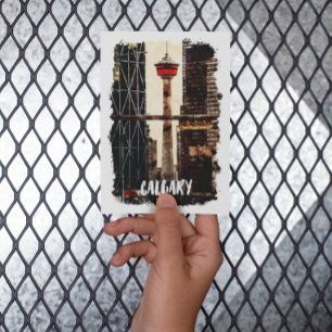 Vintage Calgary Alberta Canada Watercolor Travel Postcard