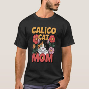 Vintage Calico Cat Mom Shirt with Flowers Distress